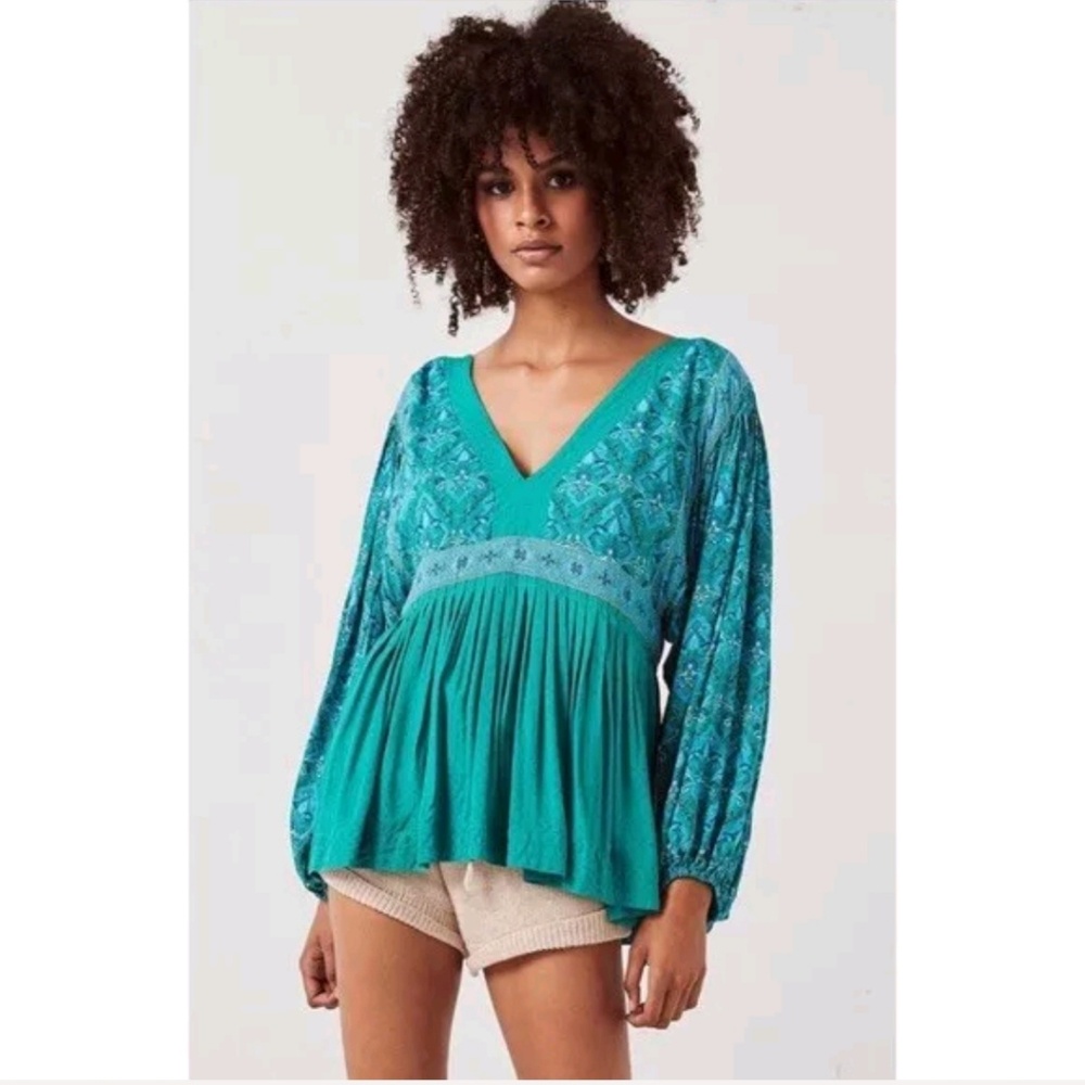 Spell Emerald Jewel turquoise top